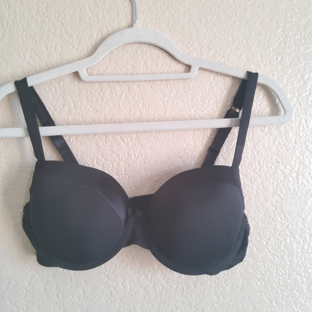 Instant Shaping Satin Trim Underwire Bra Size 36B Black New
